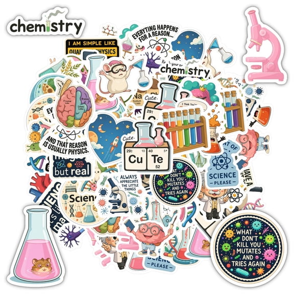 35pcs Cartoon Science Stickers Chemistry Teacher Stickers Biology Kids Stickers for Laptops Suitcases Notebooks