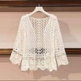 thumbnail image 2 of sertiohcv Shrugs for Women Dresses White Lace Summer Beach Lightweight Sheer Long Sleeve Wedding Cardigan Dressy White,Size One Size, 2 of 3
