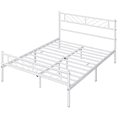 thumbnail image 3 of Topeakmart Queen Size Metal Platform Bed Frame with Headboard and Footboard, White, 3 of 7
