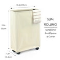 thumbnail image 2 of Laundry Basket on Wheels, Caroeas Slim Laundry Hamper Collapsible with Note Cards Waterproof Corner Hamper with Lid Breathable Mesh Cover (Slim 22", 2 of 7