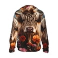 thumbnail image 2 of Goofa Realistic Flower Cow Printed Women's UPF 50+ Sun Protection Hoodie Jacket Lightweight Long Sleeve Sun Shirt for Women with Pocket Hiking Outdoor-3X-Large, 2 of 9