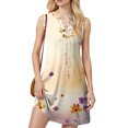thumbnail image 4 of WTOBBY Women's Stylish Printed V-Neck Button Vest Sleeveless Dress with Pocket, Fashion Casual Floral Print for Summer, Comfortable and Lightweight for Outdoor Activities,Yellow L, 4 of 5