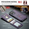thumbnail image 3 of Dteck Detachable RFID Wallet Case for iPhone 13,Magnetic Leather 2 in 1 Removable Compatible with MagSafe Case Card Slots Wallet Ring Stand Shockproof Rubber Cover,Purple, 3 of 10