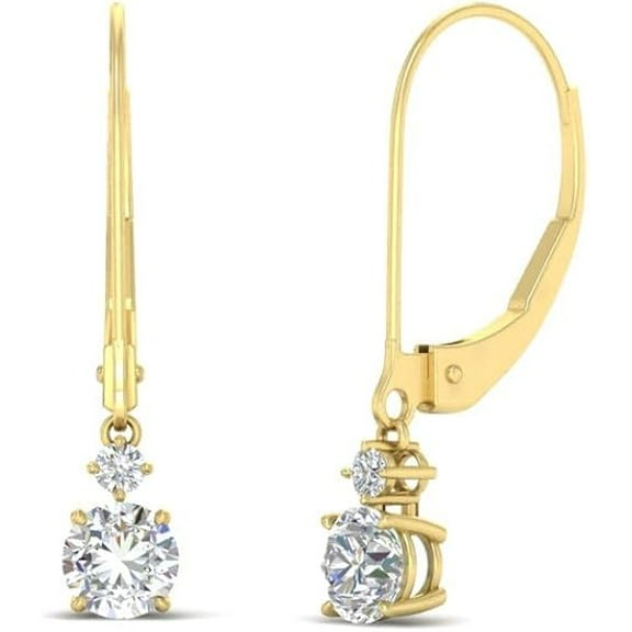 0.50 Carat Round 2 Stone Dangle Lever Back Earring - Fascinating Diamonds