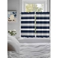 thumbnail image 4 of Navy Blue Gray Stripe Kitchen Curtains 54 Inches length, Modern Farmhouse Horizontal Striped Window Treatment Curtain Drapes, Decorative Window Curtains for Bedroom Cafe, 52"x54", 2 Panels, 4 of 7