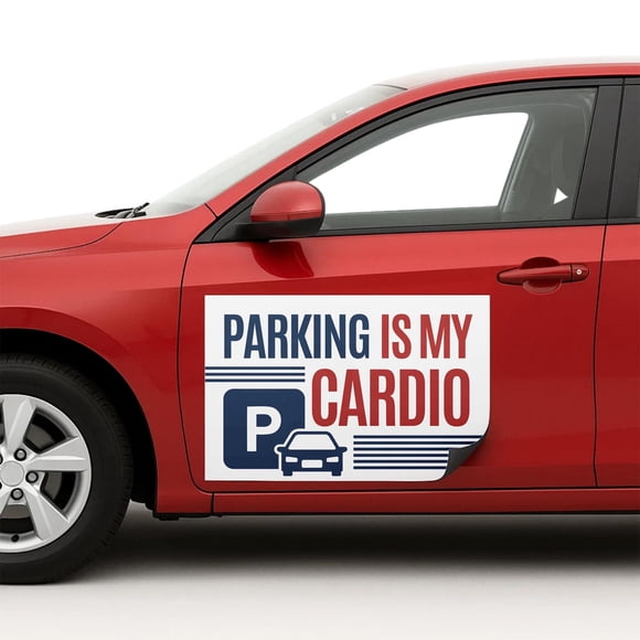 Parking Is My Cardio Car Magnet Sign by DC | Flexible Car Magnetic Sheets with Adhesive Backing | 12"x18" Bumper Magnet Sticker for Vehicles, Trucks & Business Advertising Signs | 2 PC | Made in USA