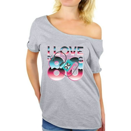 Awkward Styles 80s Shirt I Love the 80s Shirt 80s Tops 80s Party Girl Shirt Off Shoulder 80s Costumes for Women 80's Baggy Shirt 80s Rock T Shirt 80s Theme Vintage 80s T Shirt