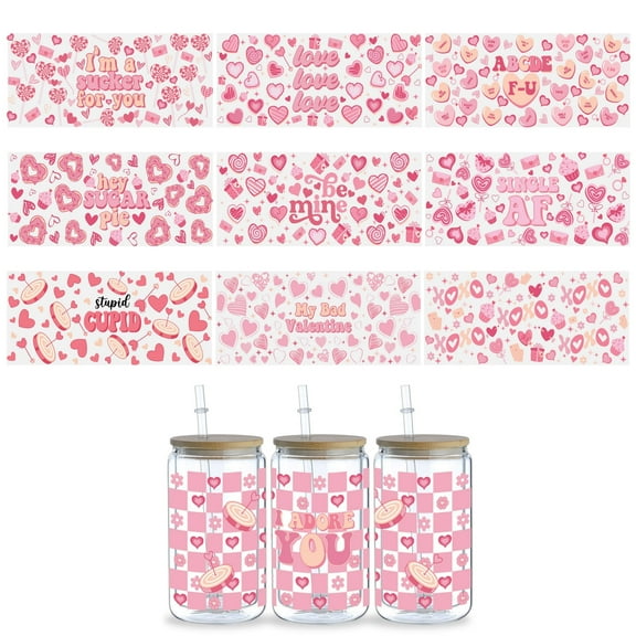 Cartoon Printed Logo DIY UV DTF Transfer Sticker for Glass Cups, Waterproof Decals, Plastic Self-adhesive Labels for Bottles and Cups Decoration