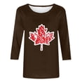 thumbnail image 3 of qucoqpe Women's Summer Fashion Maple Leaf Printed Blouses Tops Casual Loose Fit Crew Neck 3/4 Sleeve Shirts, 3 of 5