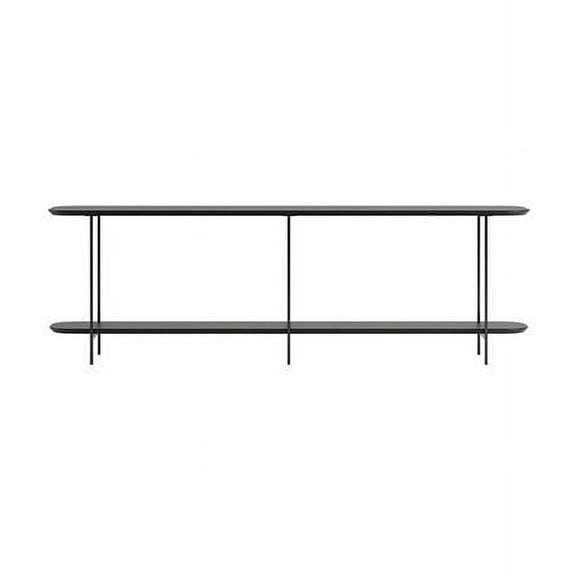 Celine Side Table Console with Steel Legs in Black, 22.63 x 70.86 x 13.97 in.