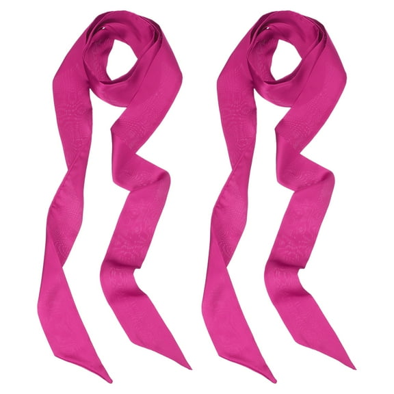 Uxcell Stylish Ribbon Scarf Solid Color Skinny Scarf Pure Long Neckerchief Silk Satin Sash Belts Hair Rose Red 2 Pack