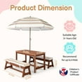 thumbnail image 6 of UBesGoo Patio Wood Kids Activity Table Set, 3Pcs Child Picnic Table with Cushion & Umbrella, for Indoor/Outdoor Homework, Handwork, Crafts, Meal (Brown), 6 of 9
