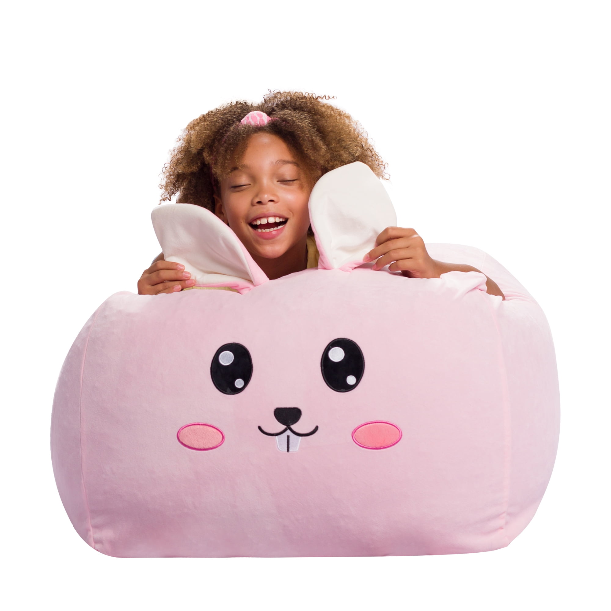 Posh Creations Animal Bean Bag Stuffable Cover Only, stuffed animals, Soft Fabric, Kids, 2 ft, Pink Bunny