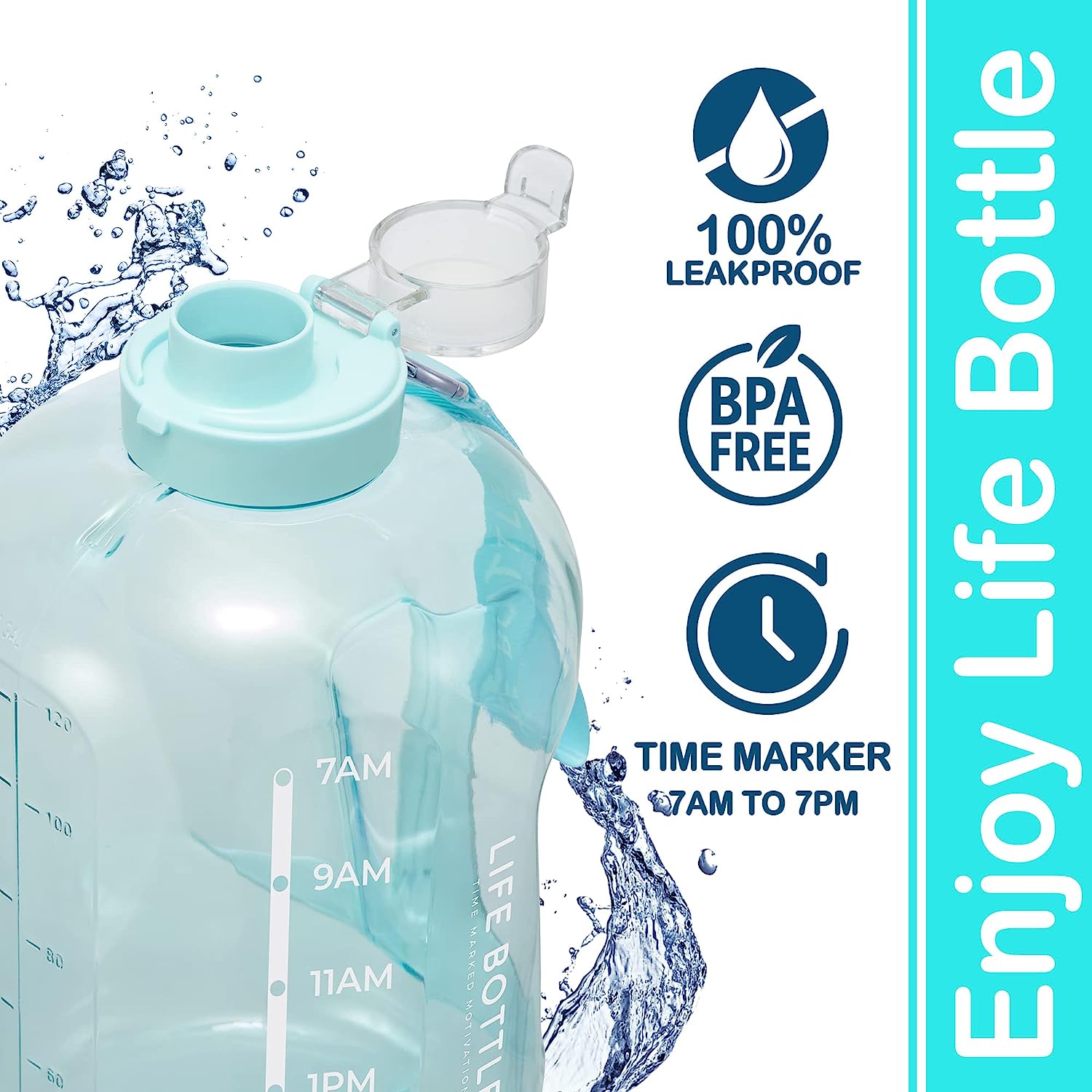 Water Bottle With Time Marker - Ready Set Glow - 1 Gallon