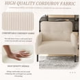 thumbnail image 2 of JERFIT Corduroy Accent Chair with Pockets, Beige Upholstered Single Seater for Living Room, Bedroom, Ergonomic Comfort, Modern Design, 2 of 10