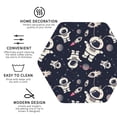 thumbnail image 4 of Pofeuu Cartoon Spaceship Print Leather Coasters Set of 6, Round Cups Mugs Mat Pad for Home Kitchen Heat Resistant Drink Coasters,Hexagon, 4 of 7