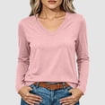 thumbnail image 2 of Liuinsasek Womens Blouse Solid Color V-Neck Long Sleeve Versatile Classic Loose Fit Top Casual Layering Winter Outfits Fashion Clothing, 2 of 10