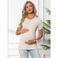 thumbnail image 6 of DARING DIVA Women's Maternity Stretchy Knit Short Sleeve Sweater S White, 6 of 8