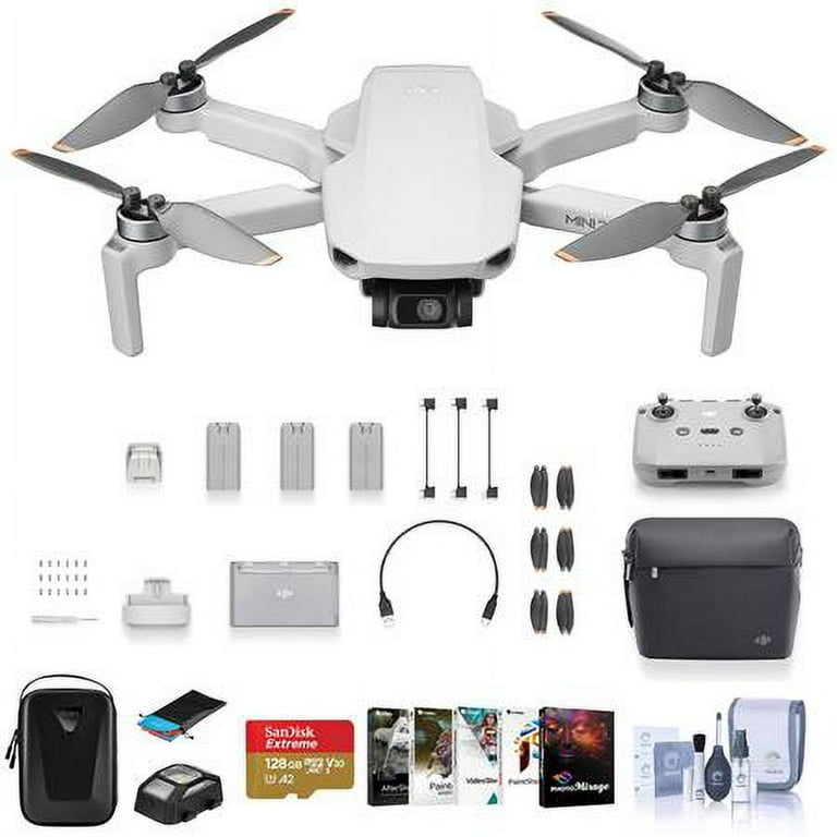 DJI Mini 2 SE Drone Fly More Combo Bundle with 128GB microSD Card, Carrying Case, Corel PC Software Kit, Anti-collision Light, Landing Pad, Cleaning