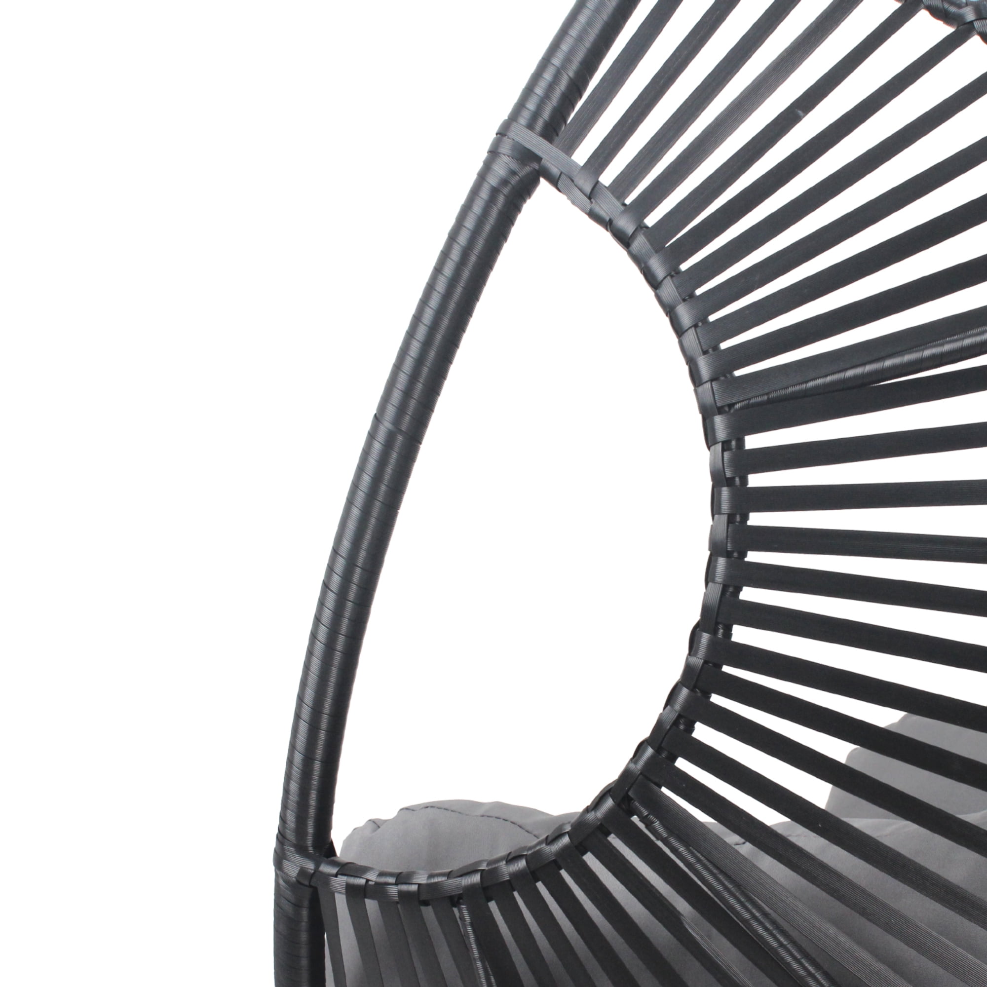 Leumius Outdoor Egg Chairs,Oversized Outdoor Patio Wicker Egg Shell Lounger Lawn Chair with Cushion for Indoor Porch Balcony Backyard,Black+ Gray