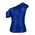 thumbnail image 4 of WCMZJ One Shoulder Sequin Sparkly Tops for Women Ruched Asymmetrical Glitter Tops Slimming Sparkle Party Shirts for Women, 4 of 6