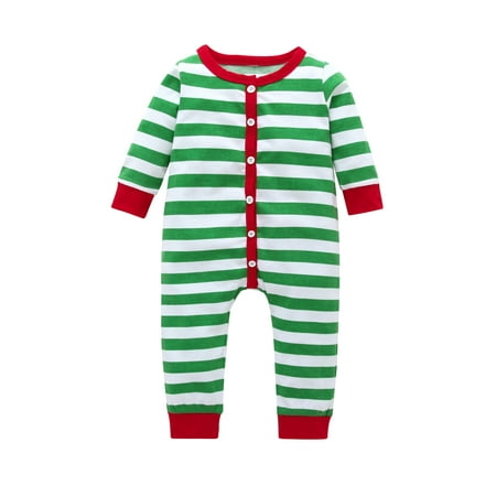 

Musuos Infant Unisex Christmas Romper Striped Long Sleeve Homewear Pajamas