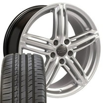 OE Wheels AU12 18 Inch Rims and Tires Fit RS6 Style 5x112 18x8 Gloss Silver - Hollander 58840 - iMove Gen 2 AS 245/40-18 (Set of 4)