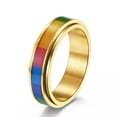 thumbnail image 2 of 6MM Rotatable Band Titanium Steel Men's Women's Silver/Gold/Black Ring Size 6-12, 2 of 7