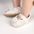 thumbnail image 2 of Tigivemen Flower Girl Dress Shoes Infant Baby Mary Jane Flats with Non Slip Bow Cirb Shoe for Newborn White Size 3, 2 of 7