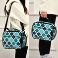 thumbnail image 5 of FORMRS Student Insulated Lunch Bag with Shoulder Strap Reusable Cooler Box for School, Blue Geometric Pattern, 5 of 9
