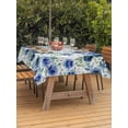 thumbnail image 3 of Outdoor Tablecloth with Umbrella Hole for Patio/Picnic/Party/Camping, Navy Blue Roses Waterproof Table Cloth Rectangle Table Cover Washable, Spring Floral Elegant Pastoral Botanical (52"x 70"), 3 of 8