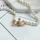 thumbnail image 4 of White Pearl and Crystal Rhinestone Necklace with Celestial Design, 4 of 5