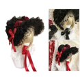 thumbnail image 2 of Rosette Straw Bonnet Hat Rimless Design Sun Protective Headgear For Mother Baby Summer Fashion Red, 2 of 5