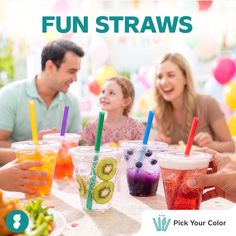 GUSTO Clear Plastic Cups with Lids and Straws, 12 Oz, 100-Pack photo 6