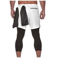 thumbnail image 5 of hopeusnice Mens Quick-Dry Workout Fashion Summer Solid Color Casual Beach Cotton Linen Fake 2-Piece Shorts Activewear Cropped Trousers Gym Pants Elastic Waist Drawstring, 5 of 8