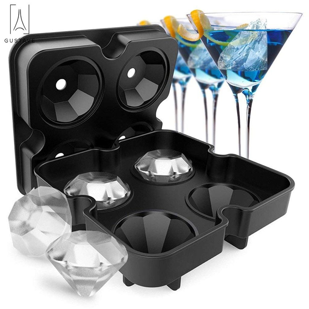 GustaveDesign 3D DiamondShaped Ice Cube Trays Silicone Combo Mold Fun