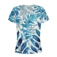thumbnail image 5 of GaThRRgYP Women's Short Sleeve Tops for Summer Comfort,Women's New Short Sleeve Round Neck Cover Casual Pleated Tunic Top Curved Hem Printed Fashion Top Blue S, 5 of 6