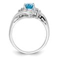 thumbnail image 2 of 14K White Gold Ring Band Gemstone Swiss Blue Topaz Oval Diamond Round, Size 6, 2 of 5