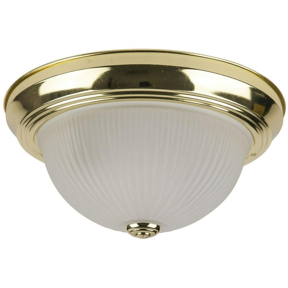 Diodesy- DBS11/FR Flush Mount Ceiling Light Fixture, Polished Brass Finish, 2-Light Decorative Dome Ceiling Fixture, E26 Medium Base, 11? Round Frosted Glass for Kitchen, Living Room, 60 Watts, UL