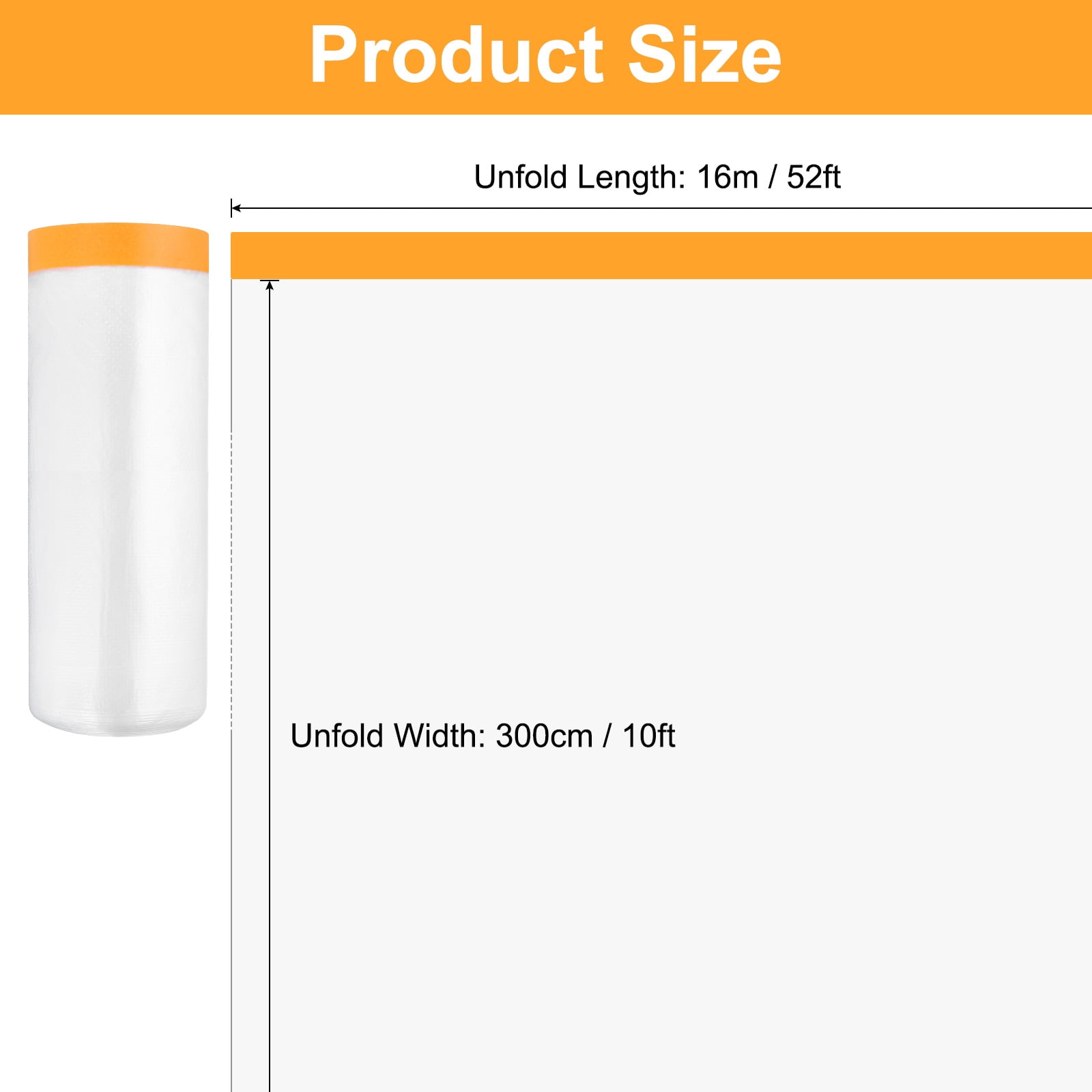 Uxcell 2 Rolls Painters Plastic With Tape, 10 x 52 Ft  Pre-Taped Masking Film Tape, Yellow/Clear
