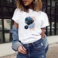 thumbnail image 2 of Fesfesfes White Shirts for Women's Fashion Geometric Graphic Print T-Shirts Female Round Neck Loose T-shirt 12(XXL), 2 of 8