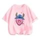 thumbnail image 3 of Camiseta de verano con estampado 3D de Lilo & Stitch de Disney para niña bonita, camiseta de manga corta con cuello redondo, ropa informal de moda para niña, mono de camión, 3 of 5