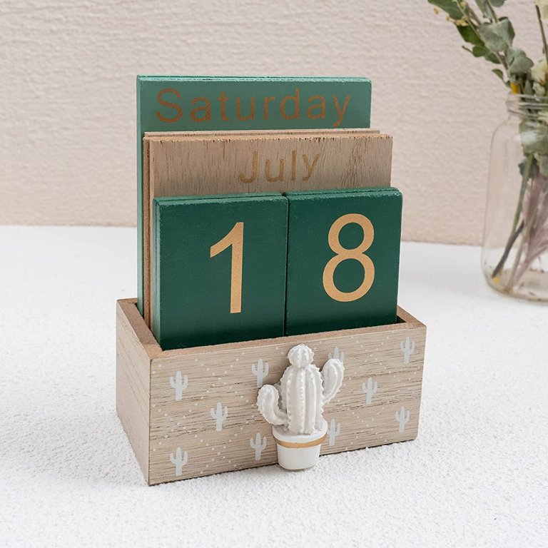 YUUFUU Wooden Perpetual Desk Calendar Blocks, Cute Desk Accessories Wood  Desktop Calendar Month Date Display Home Office Desk Decor Gifts for Women  Men (Purple and Yellow) - Yahoo Shopping