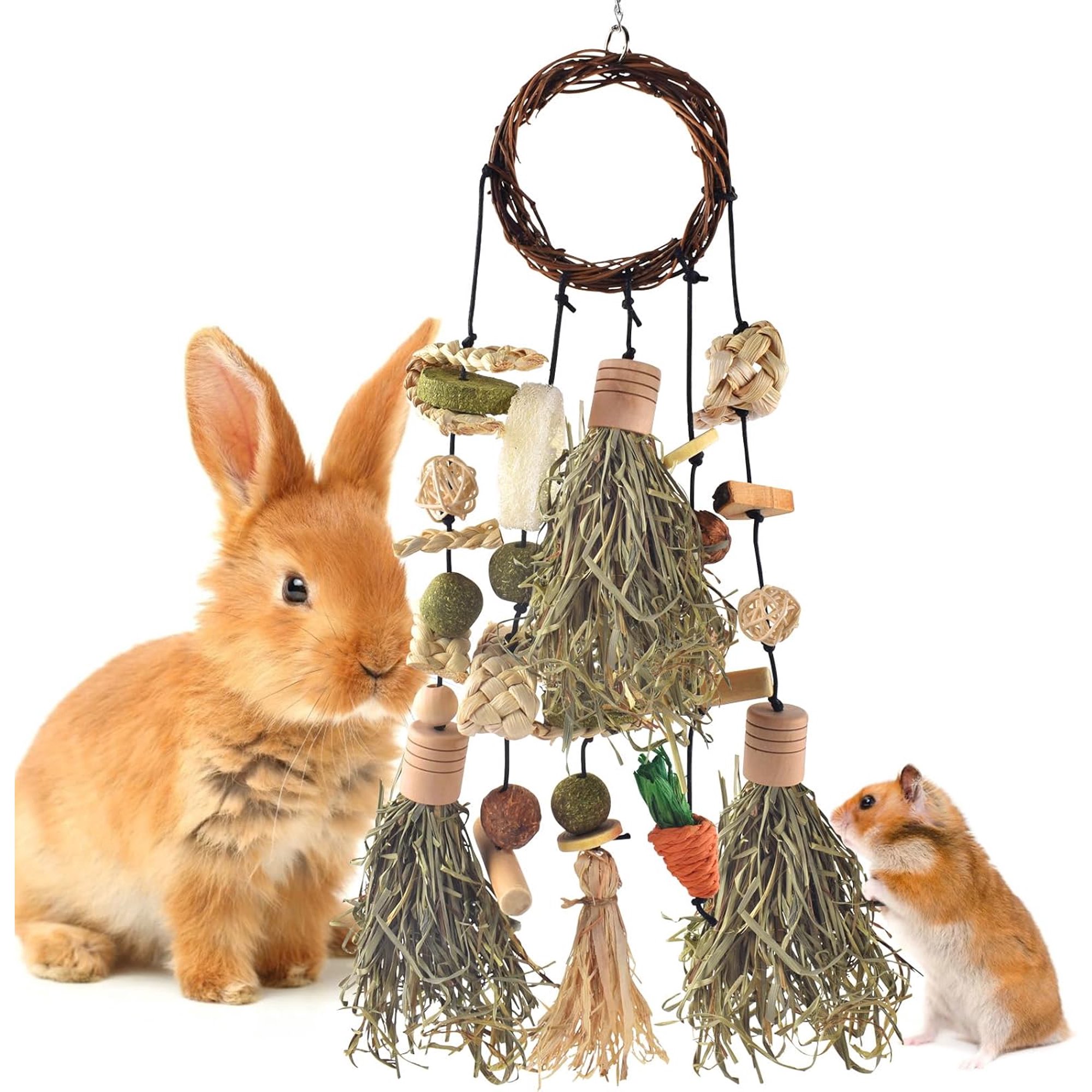 Rabbit Chew Toy, Hanging Natural Teeth Grinding Snack for Small Pets