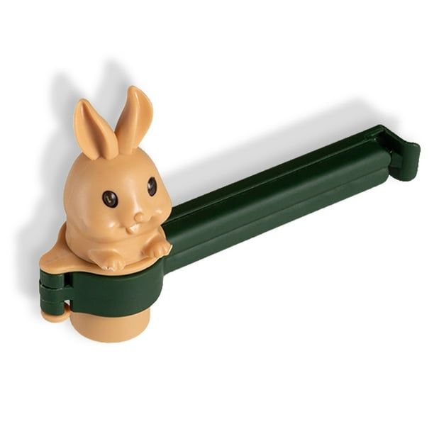 Injueey Bolsa de almacenamiento de alimentos de animales de dibujos animados, Clip de sellado, plástico PP, adorable sellador a prueba de humedad, pinza Cocina y Comedor Verde Beige Injueey HA011447-03