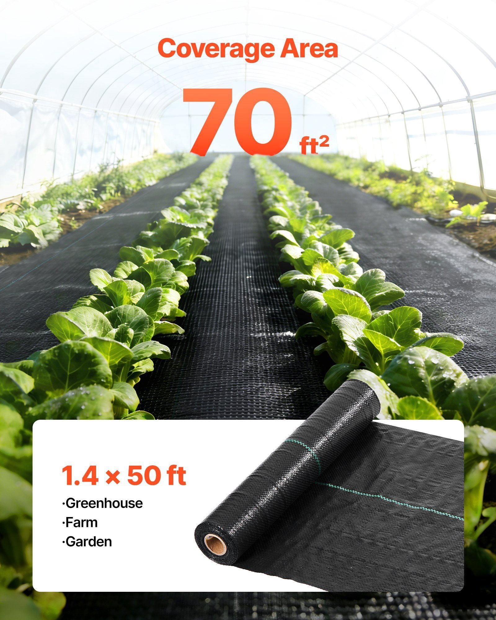 Weed Barrier Fabric Heavy Duty 1.4x50FT 3.2oz, Woven Landscape Fabric Weed Blocker, Ground Cover Geotextile Webbing for Garden Lawn Yard Patio Weed Control, Durable Gardening Mat Black