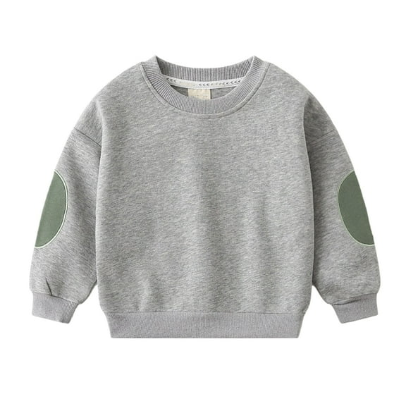 LYMAYTER Kids Boys Crewneck Sweatshirt Toddler Long Sleeves Casual Sweatsuit Baby Solid Color Pullover Sweater for 2-8 Years