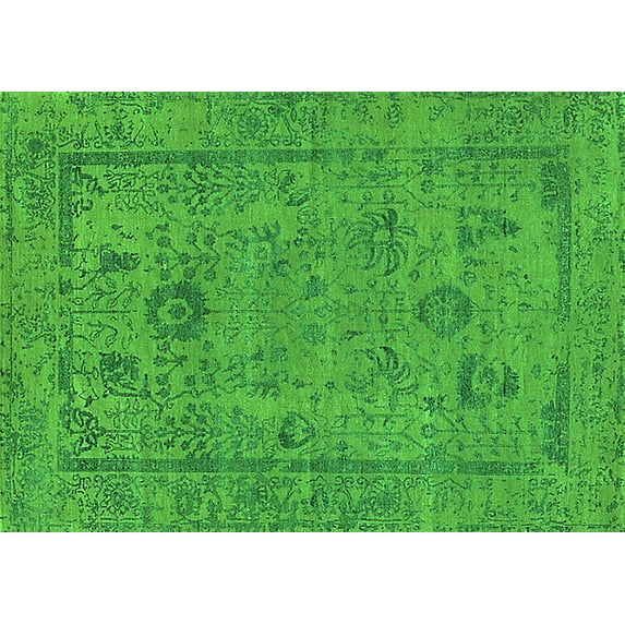 Ahgly Company Indoor Rectangle Oriental Green Industrial Area Rugs, 2' x 5'