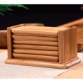 thumbnail image 2 of GUOOL Bamboo Coasters with Holder set - Tea Cup Mat Saucer Rectangle 14.7x8.5x8cm, 2 of 6