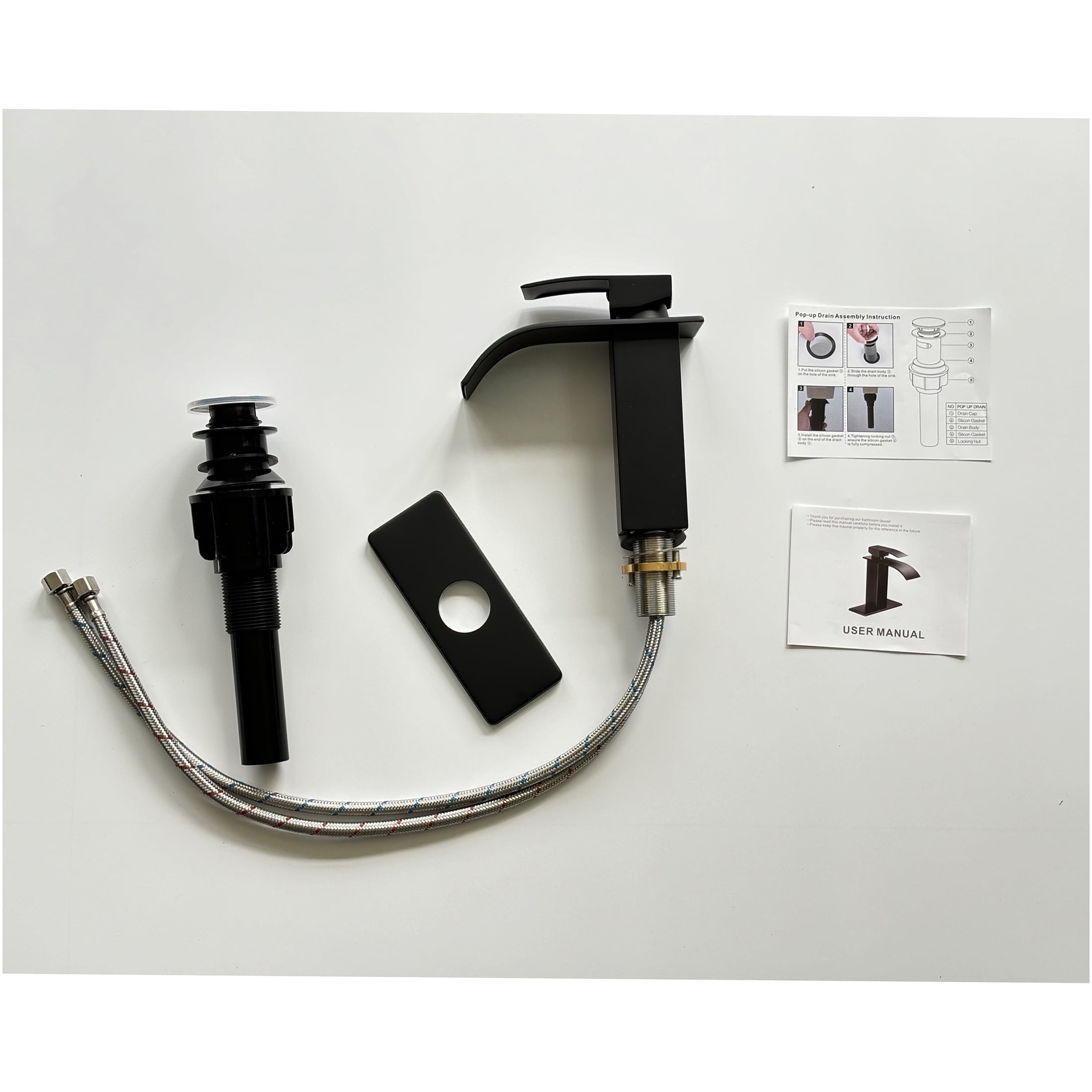 JERFIT Single Hole Bathroom Sink Faucet in Matte Black, Single Handle Brushed Nickel Finish, Anti-Rust Stainless Steel Lavatory Faucet with Ceramic Cartridge
